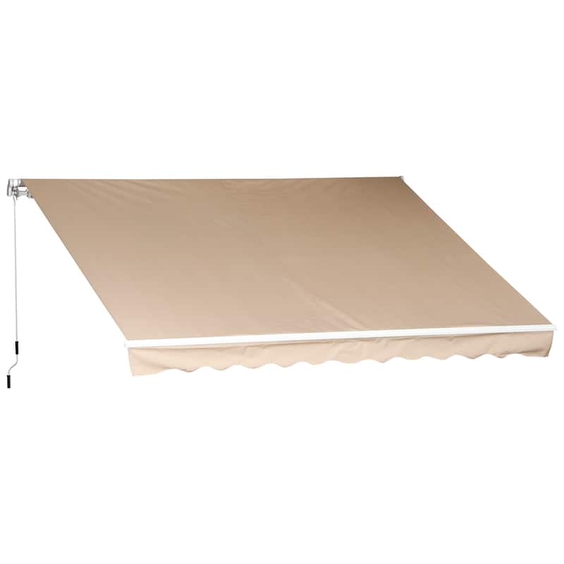 Outsunny 12' x 10' Retractable Awning Patio Awnings Sun Shade Shelter with Manual Crank Handle, 280g/m² UV