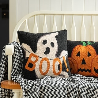 Glitzhome 14"L Polyester Halloween Ghost BOO Pillow