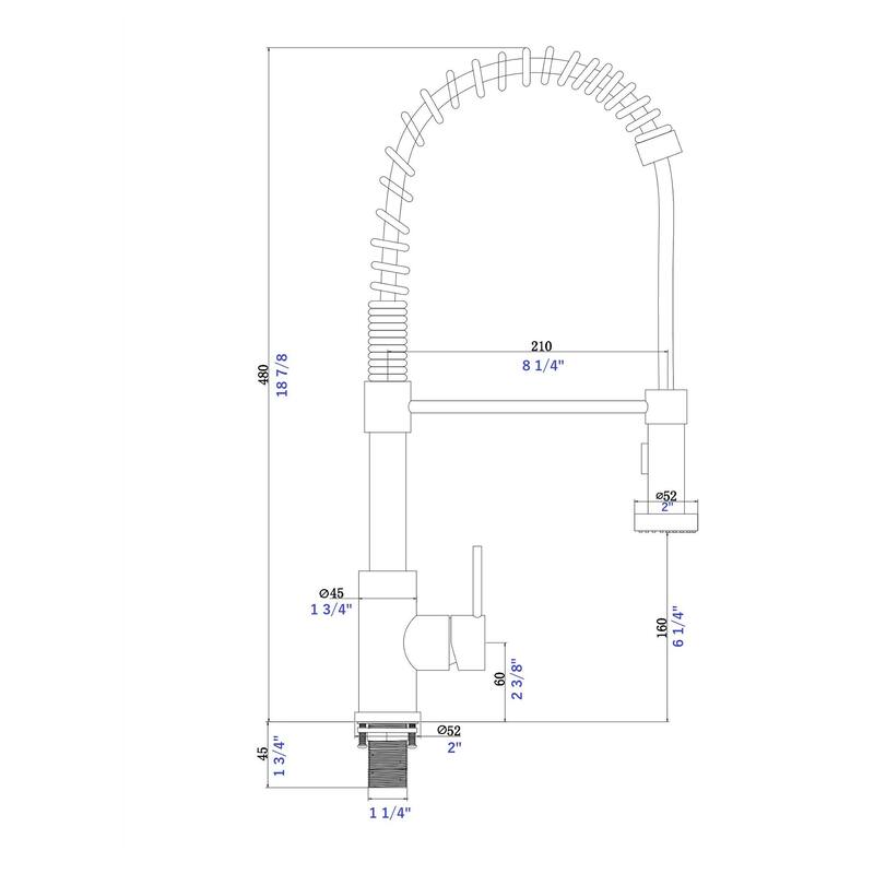 Single Handle Deck Mounted Spring Neck Pull Down Kitchen Faucet