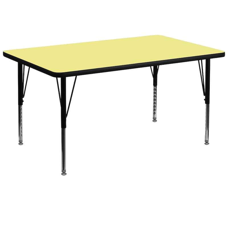 36''W x 72''L Thermal Laminate Activity Table - Adjustable Short Legs - Yellow