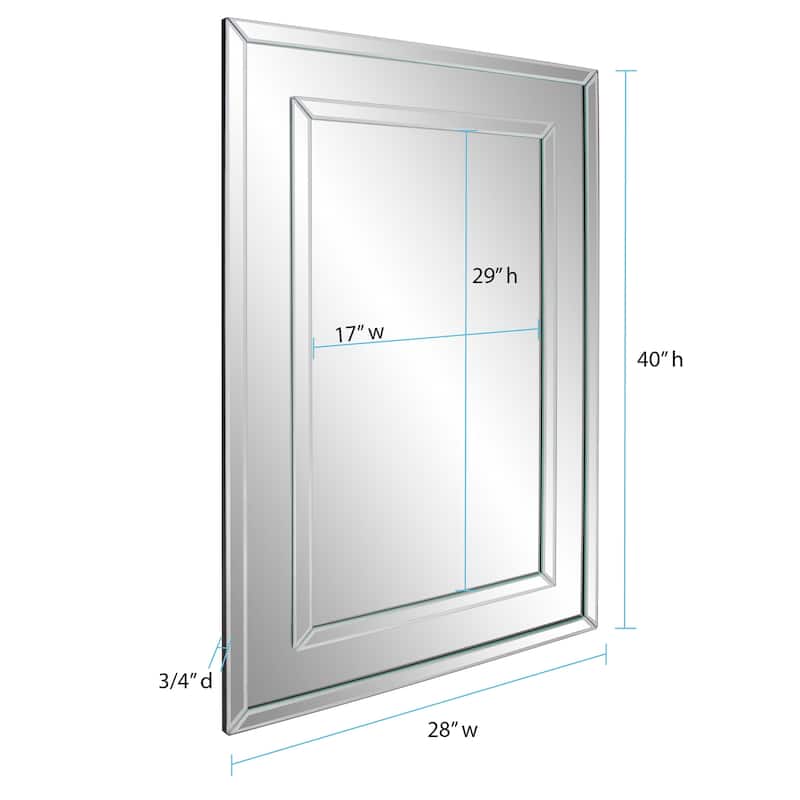 Allan Andrews Del Noble Silver Rectangular Mirror - 40 x 28 x 1