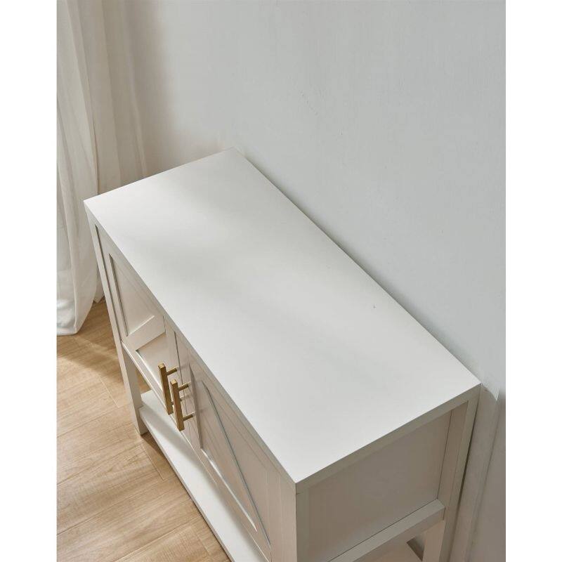 Modern 2 Drawer Wooden Storage Console Table - 35.5 inches W x 15.5 inches D x 32 inches H