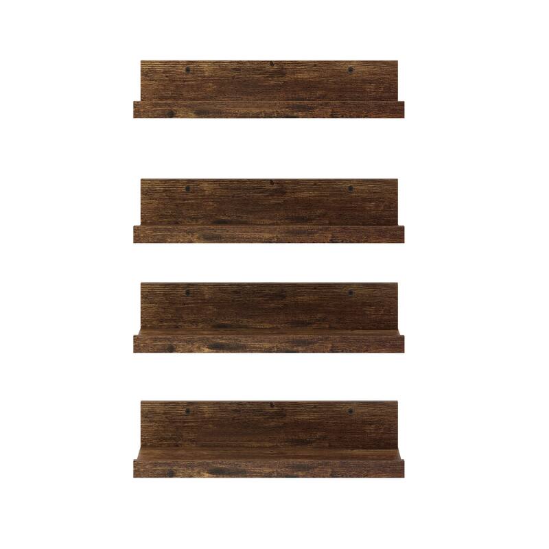 Homy Casa U-Shaped Wall-Mounted Floating Shelf Set of 4, Black & BR