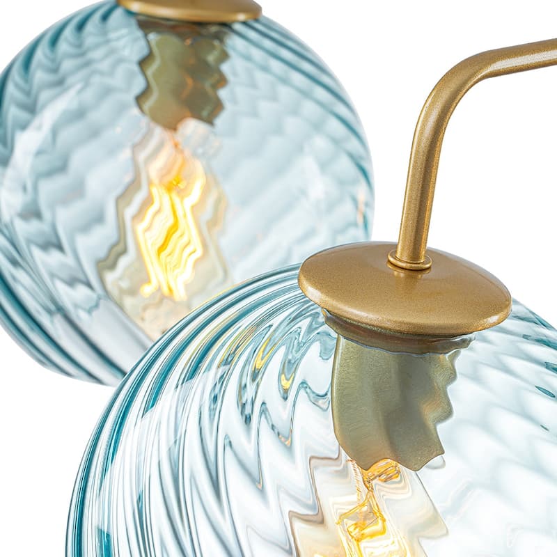 5-Light Blue Swirled Glass Globe Bubble Round Chandelier 35in