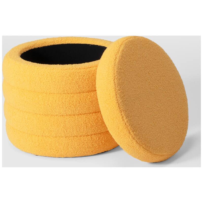 Bayville Sherpa Swivel Chair With Round Storage Ottoman 2-Piece Set