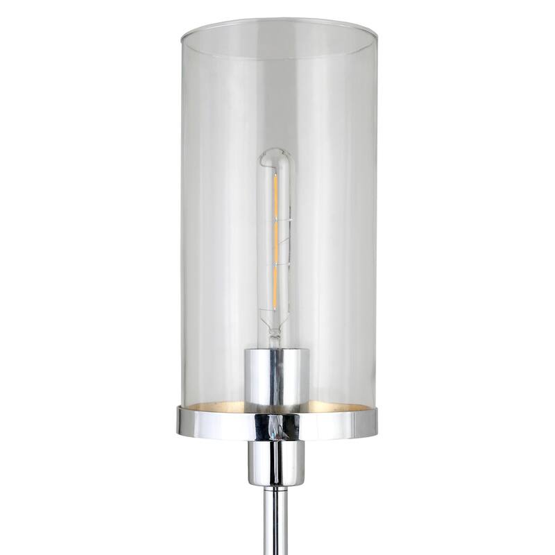 HomeRoots 66" Nickel Torchiere Floor Lamp With Clear Transparent Glass Drum Shade - 66" Tall