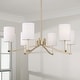 preview thumbnail 2 of 2, 40" W x 18.5" H 6-Light Chandelier in Matte Brass with Clear Acrylic Accents and Cylindrical White Fabric Shades - 32"W x 10.5"H