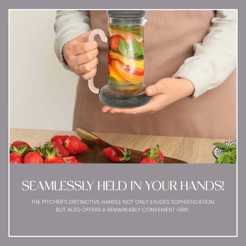 Elle Decor Bedside Pitcher Set Carafe with Cup - 32-Ounce Carafe