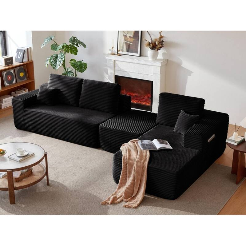 104'' L-Shaped Modern Modular Sectional Sofa with Moveable Ottoman