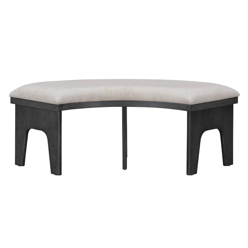 5-piece Round Dining Table Set with 3 Upholstered Chairs, Kitchen Table Set with Curved Bench for Dining Room