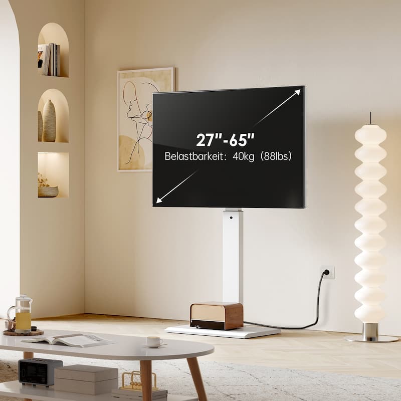 FITUEYES Metal Base Floor TV Stand for 27''-65'' inch TVs with Power Strip and Swivel