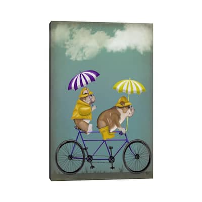 iCanvas "English Bulldog Tandem" by Fab Funky Canvas Print
