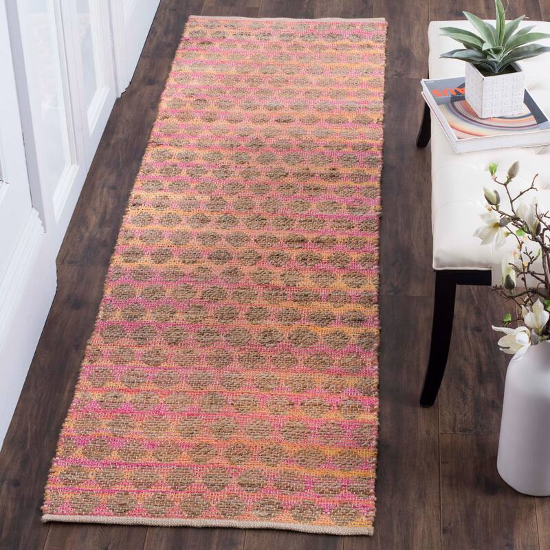 SAFAVIEH Handmade Cape Cod Majella Coastal Jute Rug - 2'3" x 8' Runner - Orange/Natural