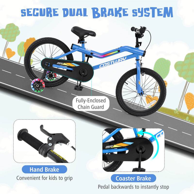 Costway 18" LED Lighted Kids Bike with Adjustable Seat Coaster Brake - See Details