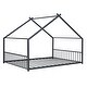 preview thumbnail 26 of 58, Metal House Bed with Roof, Fence and Back for Kids, Boys and Girls, Bedroom