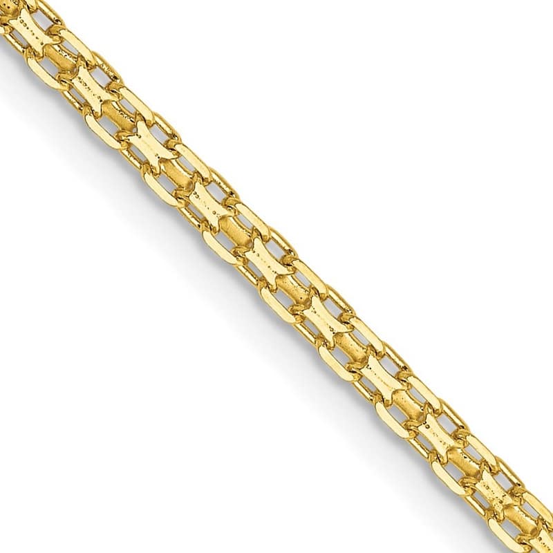 Curata 14k Yellow Gold 10" 2mm Flat Bismark Chain Ankle Bracelet (Lobster-claw)