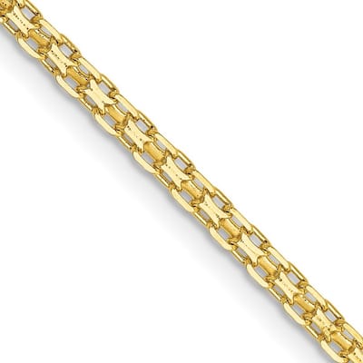 Curata 14k Yellow Gold Solid Polished 2mm Lightweight Handmade Flat Chain Bracelet Lobster Claw
