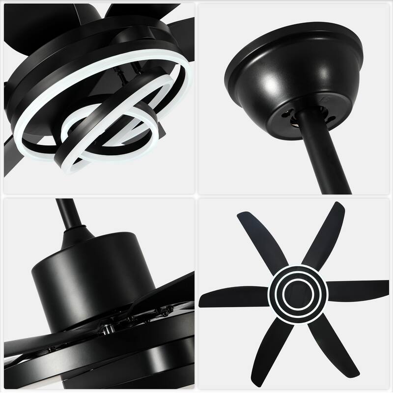 Oaks Aura 56" Dimmable Ceiling Fan with LED Light,Modern Deformable Fan Light with APP Control,6 Reversible Blades,6 Speeds