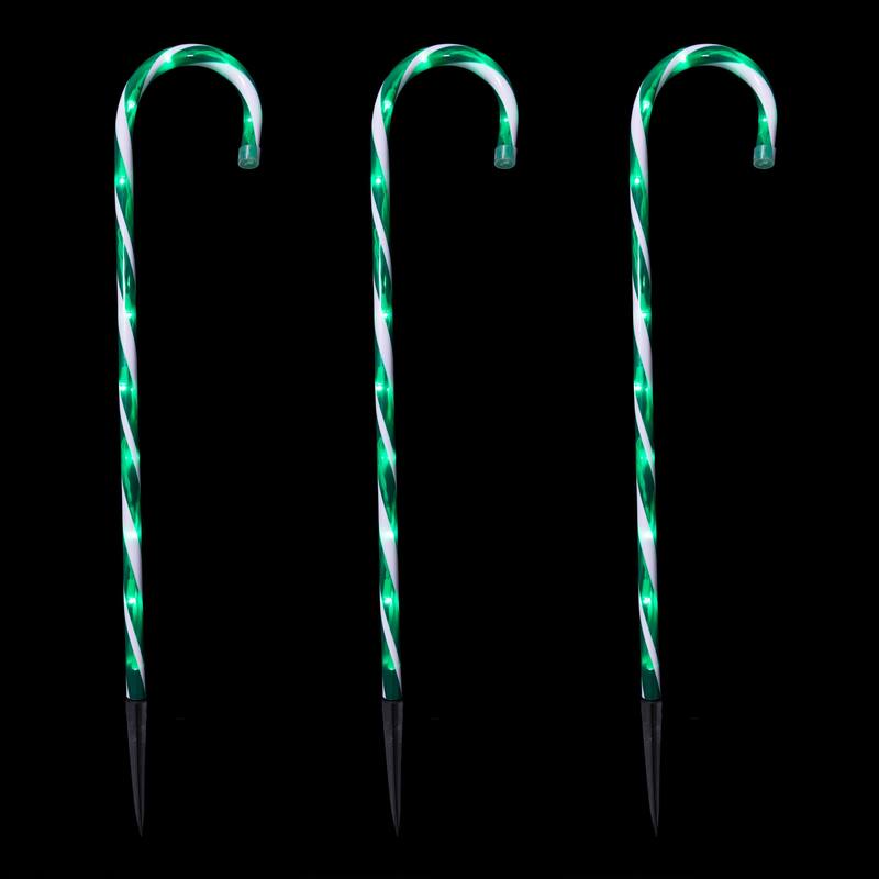 Set of 3 Twinkle Candy Cane Pathway Markers 26"