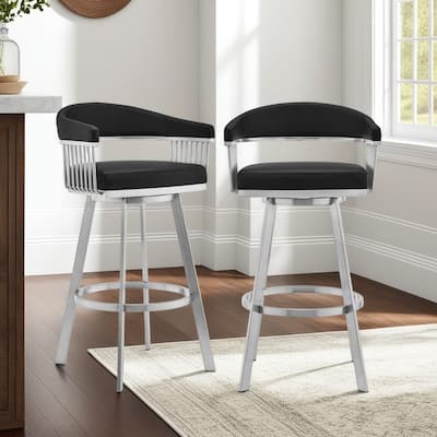 Chelsea Modern Swivel Bar Stool, Upholstered Counter Height Chair with Metal Frame