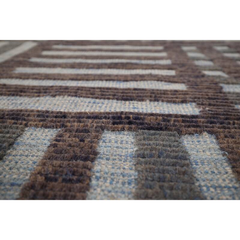All-Over Checkered Moroccan Oriental Area Rug Hand-Knotted Wool Carpet - 8'10"x 12'7"