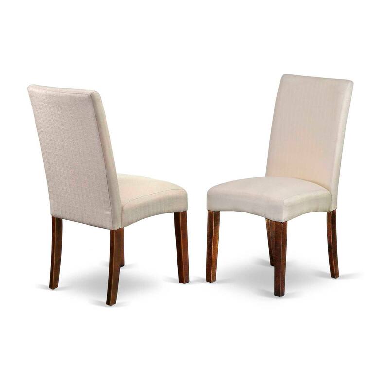 HomeStock 7-Piece Rectangle Mahogany Finish Solid Wood Top Dining Table with 6 Parson Chairs with Lattice Back