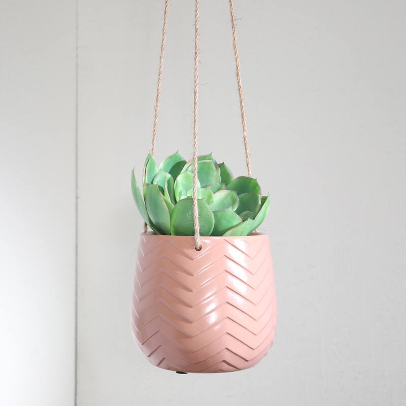 Sagebrook Home Neutral Textured Ceramic Hanging Planter