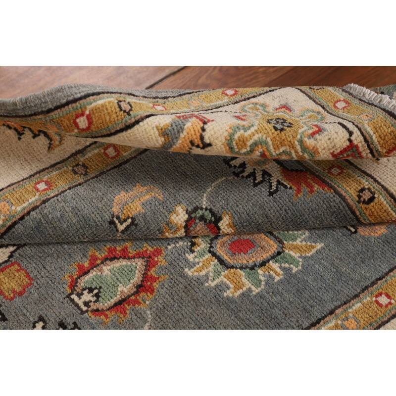 Floral Gray Oushak Accent Rug Handmade Wool Carpet - 3'2" x 4'11"