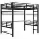 preview thumbnail 13 of 14, Full Size Metal Loft Bed Frame with Storage Shelf and LED Light, Iron Mesh