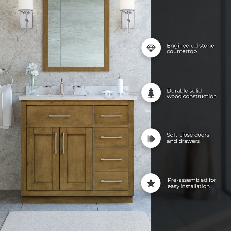 Athea Bathroom Vanity with White Engineered Marble Top