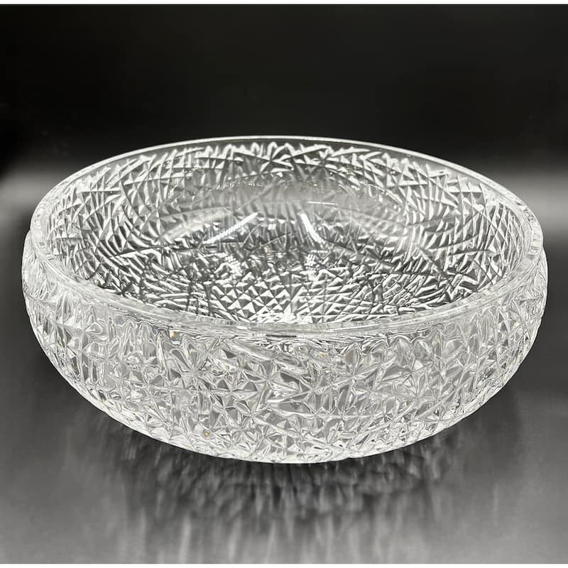 Moonshell Round Basin Glass Crystal Bathroom Vessel Sink - 18"
