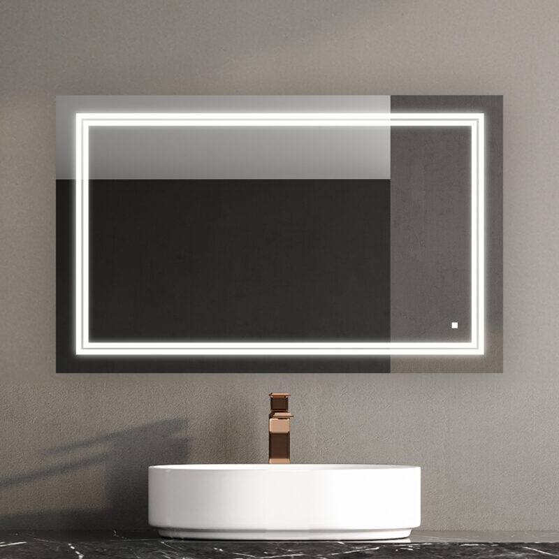 AQUADOM Soho 40" Led Lighted Mirror for Bathroom Defogger, Backlit and Front-Lit - 40"x30"x1"