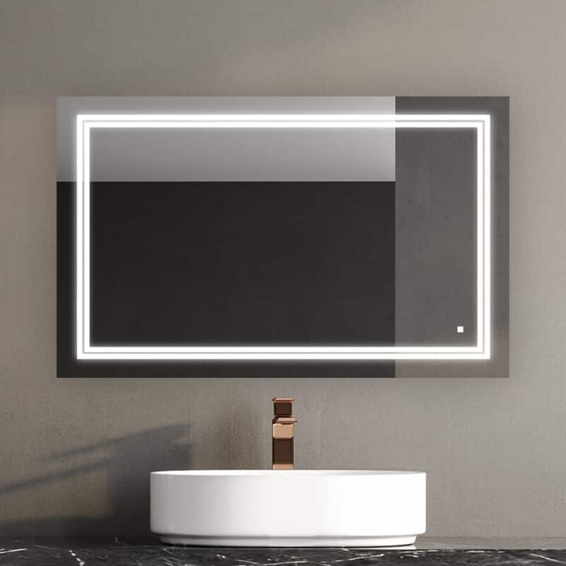 AQUADOM Soho 40" Led Lighted Mirror for Bathroom Defogger, Backlit and Front-Lit - 40"x30"x1"