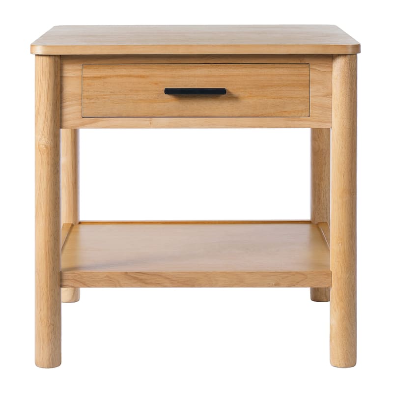Simple Design End Table With 1 Drawer, High-Quality Solid Wood Frame, Natural Color