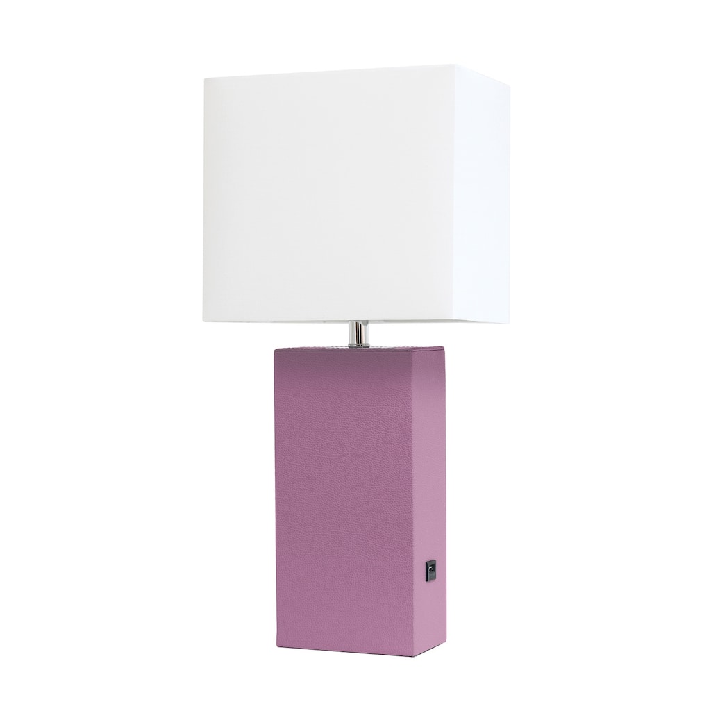 21 in. Purple Finish Table Lamp with White Shade, Sturdy Table Lamp for Living Rooms and Bedrooms