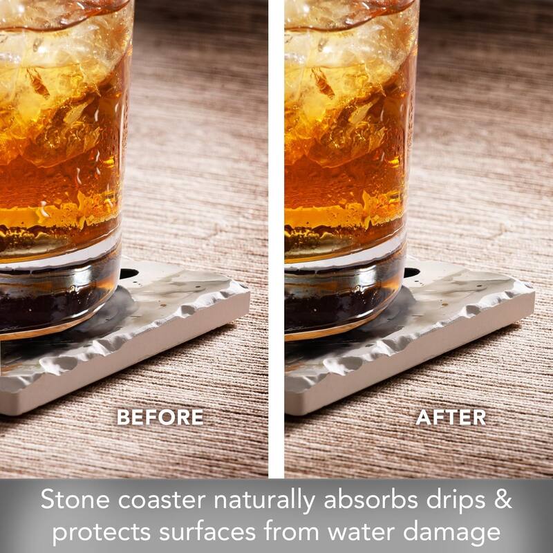 Bass Attack 4 Pack Tumbled Tile Stone Coaster with Protective Cork Backing Manufactured in The USA 4" Square