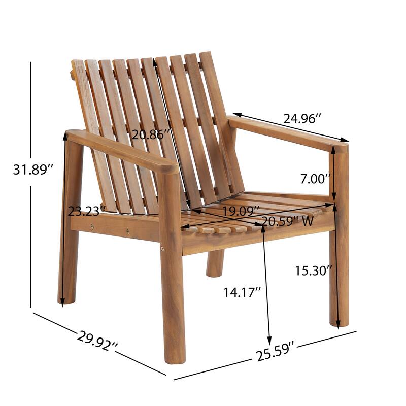 Christopher Knight Home - Solid Acacia Wood Outdoor Lounge Chair with Arms and Slatted Back