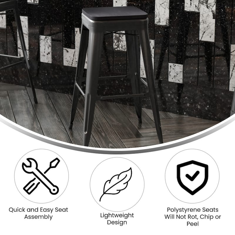 All-Weather Backless Commercial Bar Stool with Poly Resin Seat