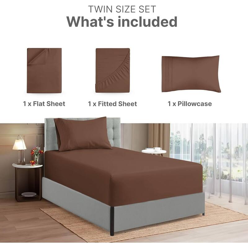 CGK Linens 4 Piece Solid Microfiber Extra Deep Pocket Bed Sheet Set
