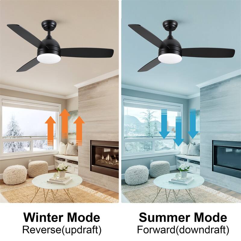 Smart 48 in. Integrated LED Balck Ceiling Fan with Remote Contorl