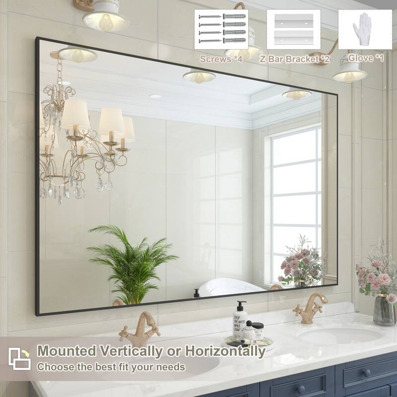 QuivaraView Wall Mounted Aluminum Frame Bathroom Vanity Mirror