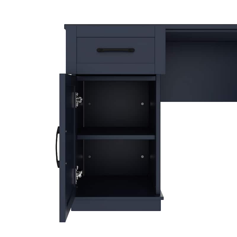 Computer Desk with 2 Cabinets, 2 Drawers & 11 Shelves, L-Shaped Corner Home Office Desk, Gaming Computer Desk with Power Outlet