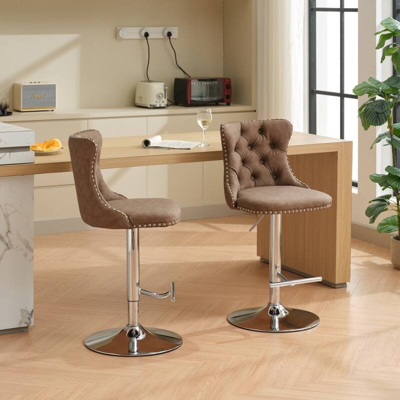 Swivel Foam Barstools Adjusatble Seat Set of 4