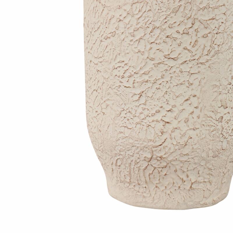 Pottery Mango Wood Vase Textured Surface and Removable Beaded Accent