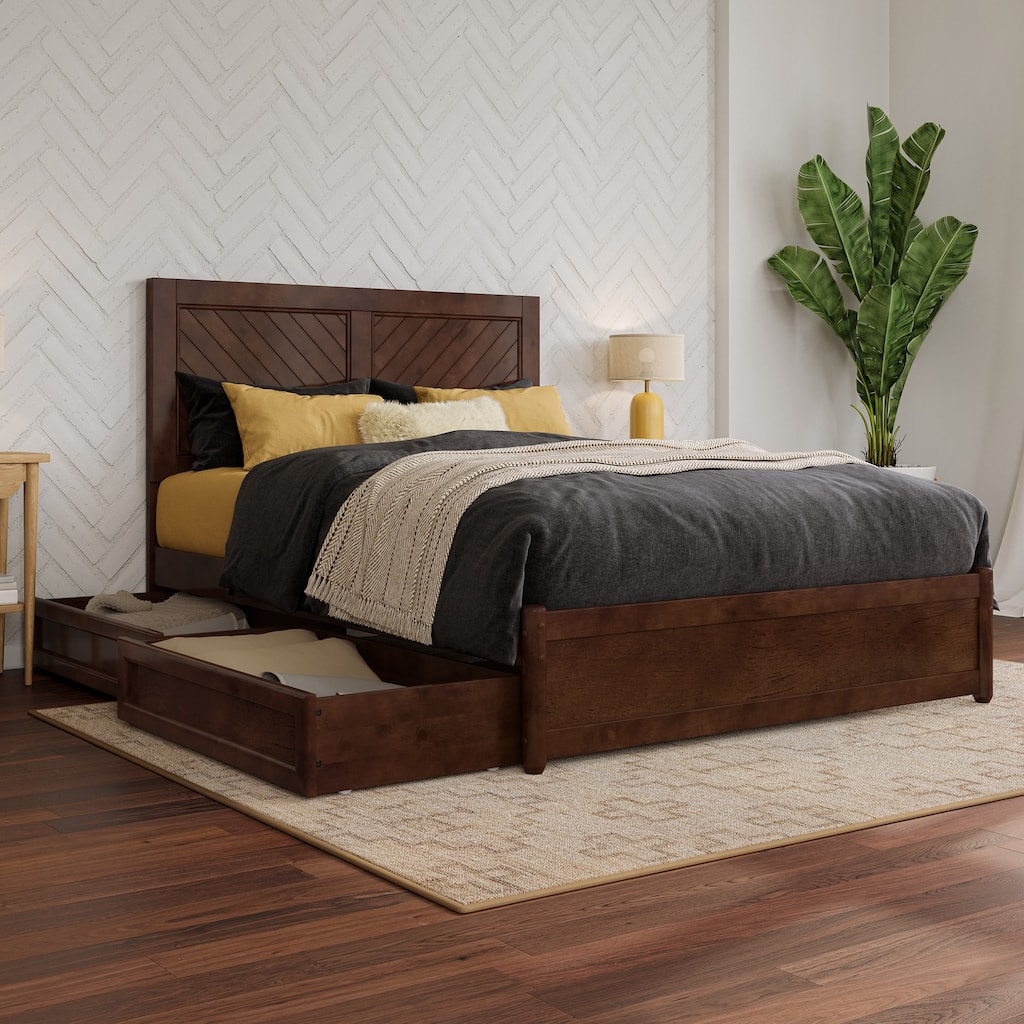 Clayton Platform Bed with Panel Footboard and Storage Drawers