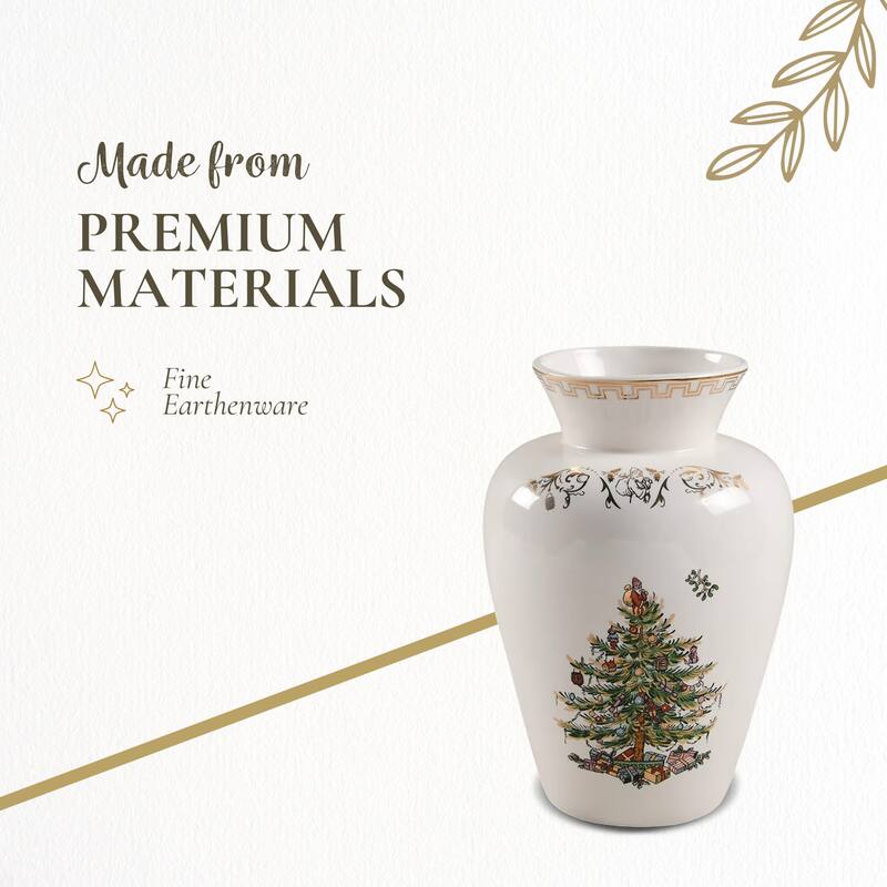 Spode Christmas Tree Gold Vase - 8" H x 5.5" L