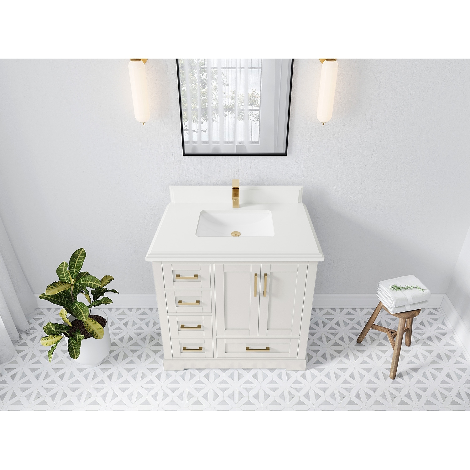 Willow Collections 36 in. W x 22 in. D Boston Center Right Offset Sink Bathroom Vanity With Counter top