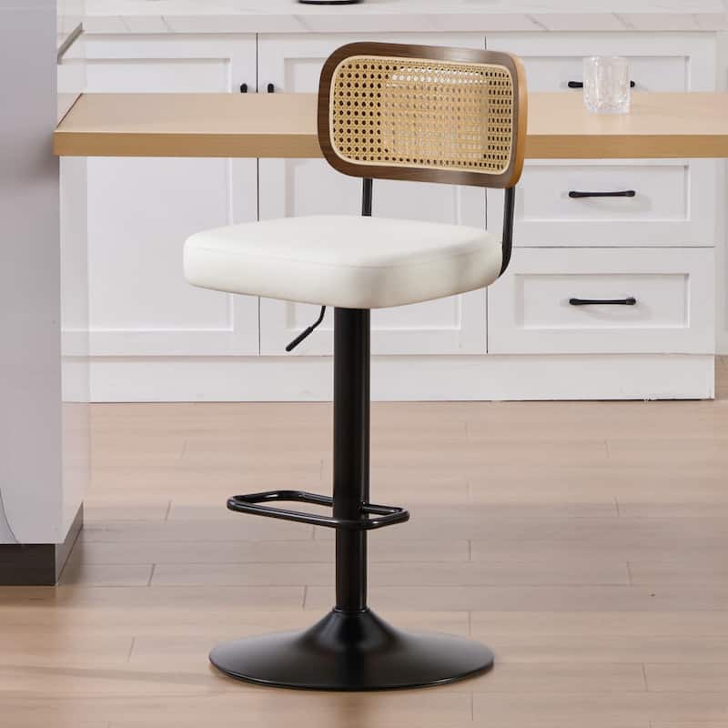 Adjustable Height Swivel Bar Stools with Back and Footrest - 17.7"W x 15.75"D x 35"-42.9"H