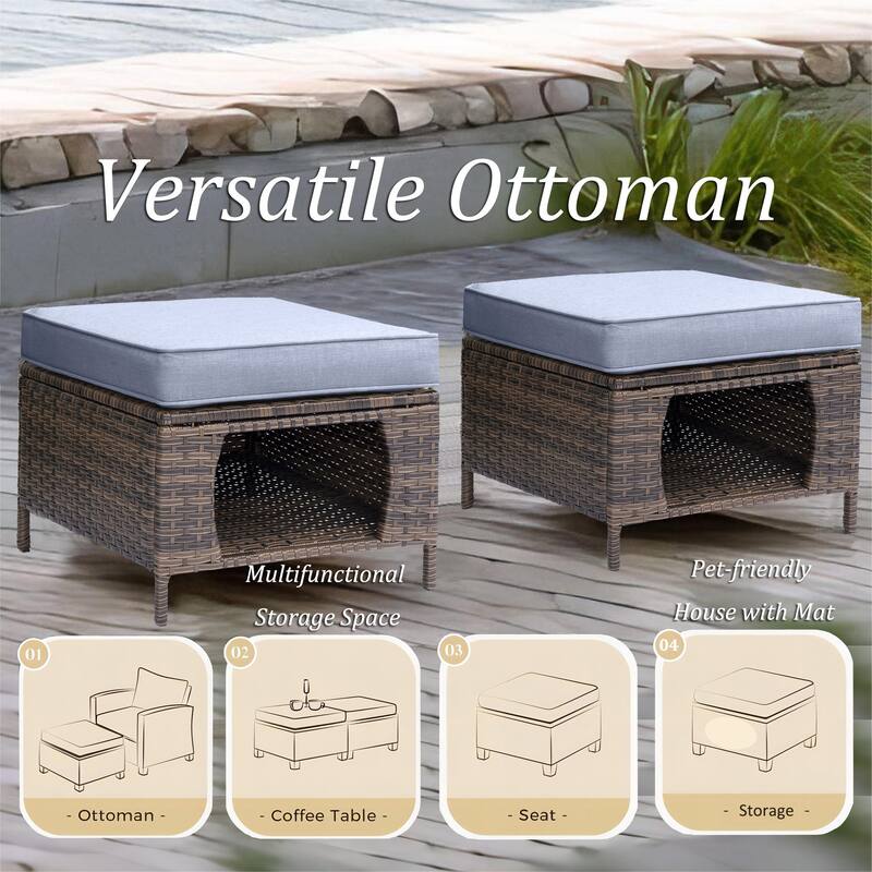 High Back Wicker Outdoor Patio Conversation Sets with Swivel Chairs