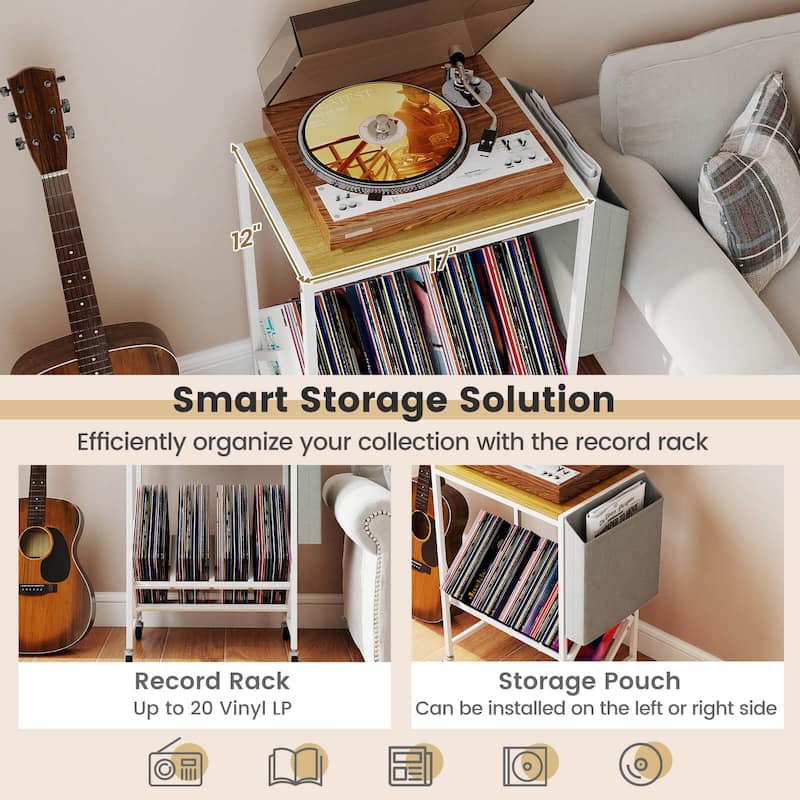 Costway Record Player Stand with Vinyl Record Storage & Side Storage - See Details